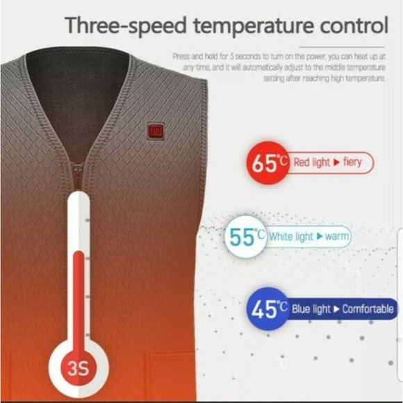 Heated Vest Warm Smart Electric USB Jacket Men Women Heating Thermal Medium - Picture 9 of 11